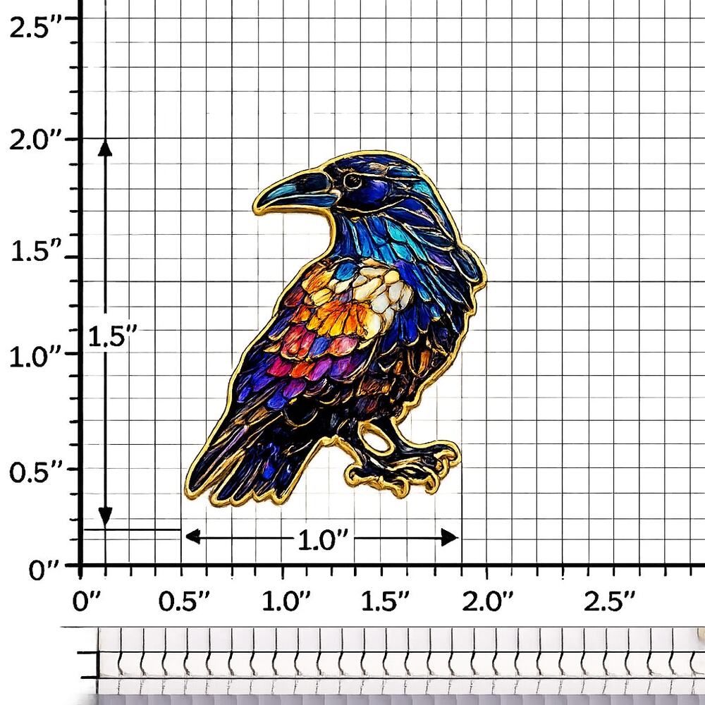 Colorful Raven Crow Brooch Pin Gold Tone Enamel Bird Gothic Jewelry CP234 - Picture 4 of 4
